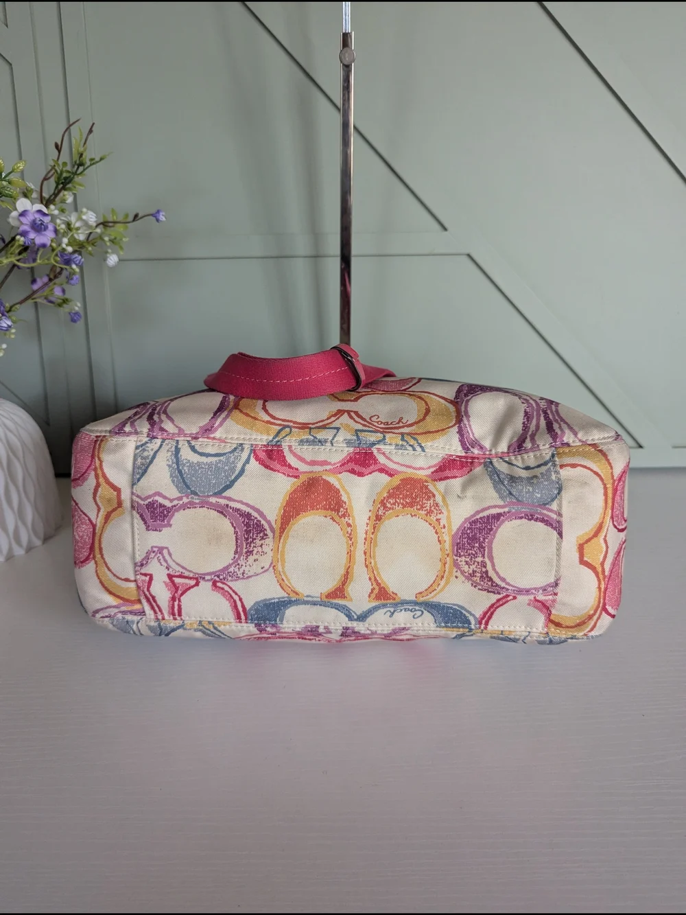 Coach Pink Signature Canvas Shoulder Bag